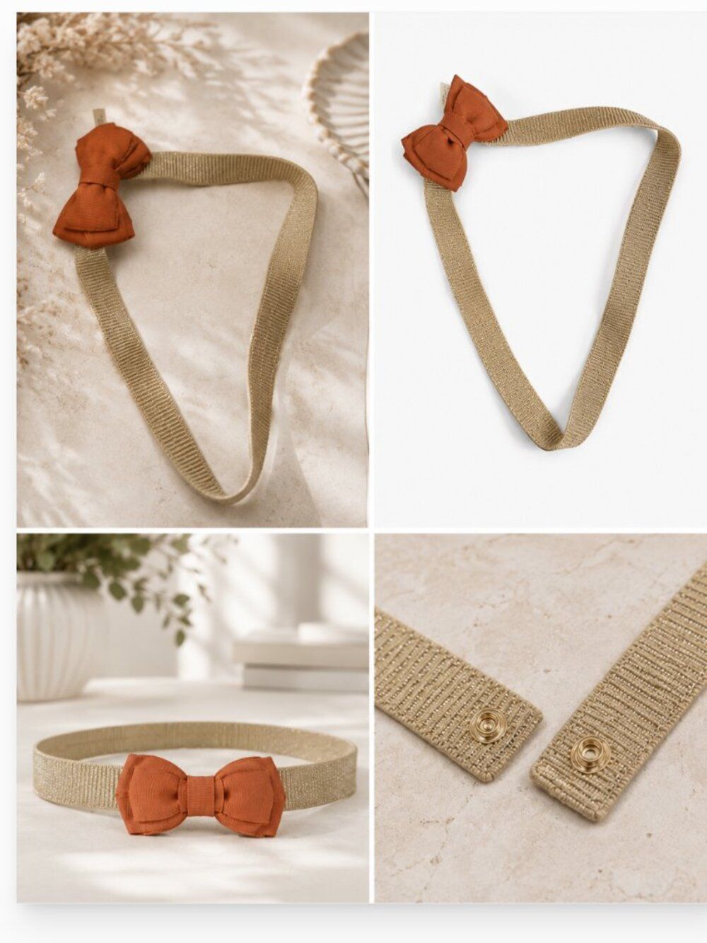LOFT Textured Stretch Belt with Bow Accent - Size M/L - NWT